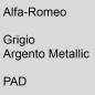 Preview: Alfa-Romeo, Grigio Argento Metallic, PAD.